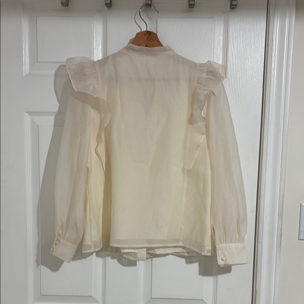 Cream Blouse with Ruffle Details - Size US Small/Asian M - Picture 5 of 6